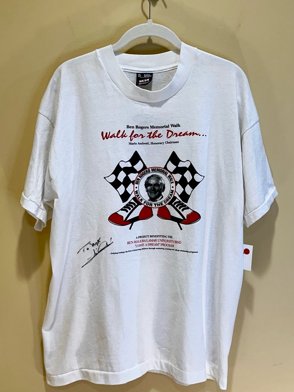 🌟HP🌟VTG 90s MARIO ANDRETTI Autographed Racing Tee Single Stitch DEADSTOCK MINT